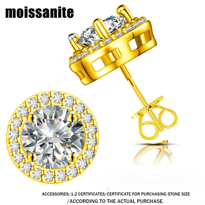 TUHE Unisex VVS1 Moissanite Women Earrings 925 Silver Fine Jewelry Earings 3MM/4MM/5MM 925 Silver Fashion Earrings Women Gift