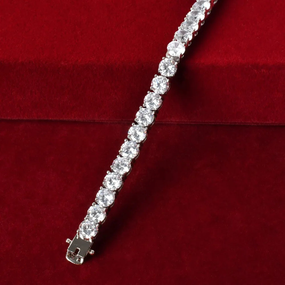 Aokaishen Tennis Bracelet for Men AAAAA Cubic Zirconia Hip Hop Jewelry Gold Color CZ Link Birthday Gift 2022 Trend