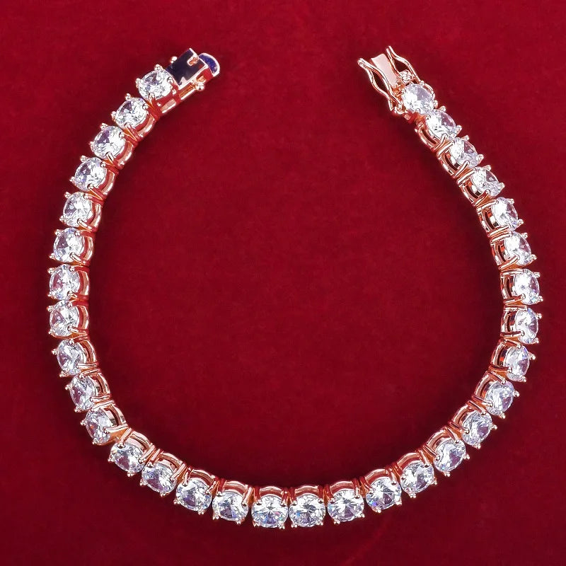 Aokaishen Tennis Bracelet for Men AAAAA Cubic Zirconia Hip Hop Jewelry Gold Color CZ Link Birthday Gift 2022 Trend