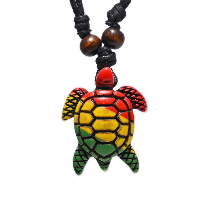 Surfer Necklace Sea Turtle Pendant Men Choker Inca Jewelry Nautical Style Imitation Yak Bone Necklaces Amulet Wax Cord Adjustabl