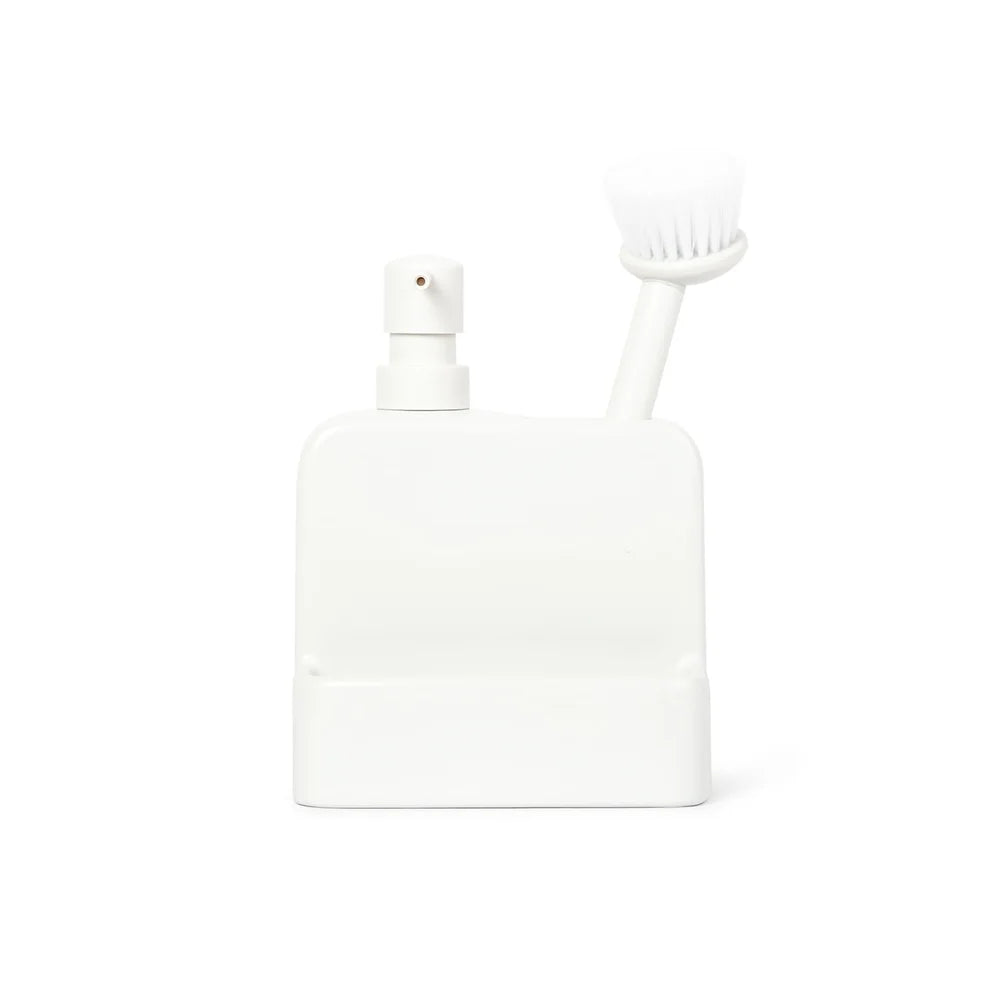 Ceramic Liquid Soap Pump with Brush Holder Easy Pump Operation Multi-Functional Dispenser Kitchen Bathroom Organizing Essentials