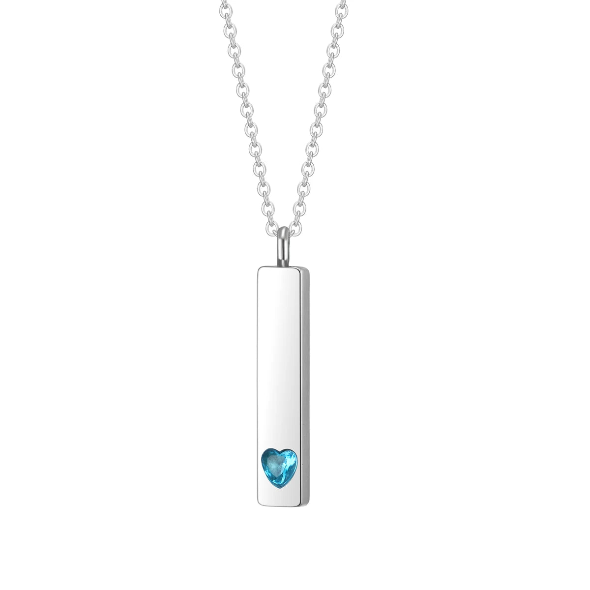 Stainless Steel Cube Memorial Ashes Pendant Heart Crystal Cremation Urn Necklace Keepsake Jewelry