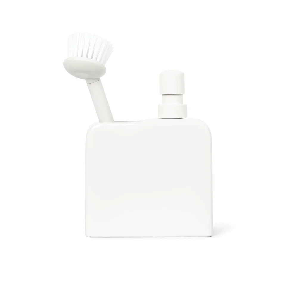 Ceramic Liquid Soap Pump with Brush Holder Easy Pump Operation Multi-Functional Dispenser Kitchen Bathroom Organizing Essentials