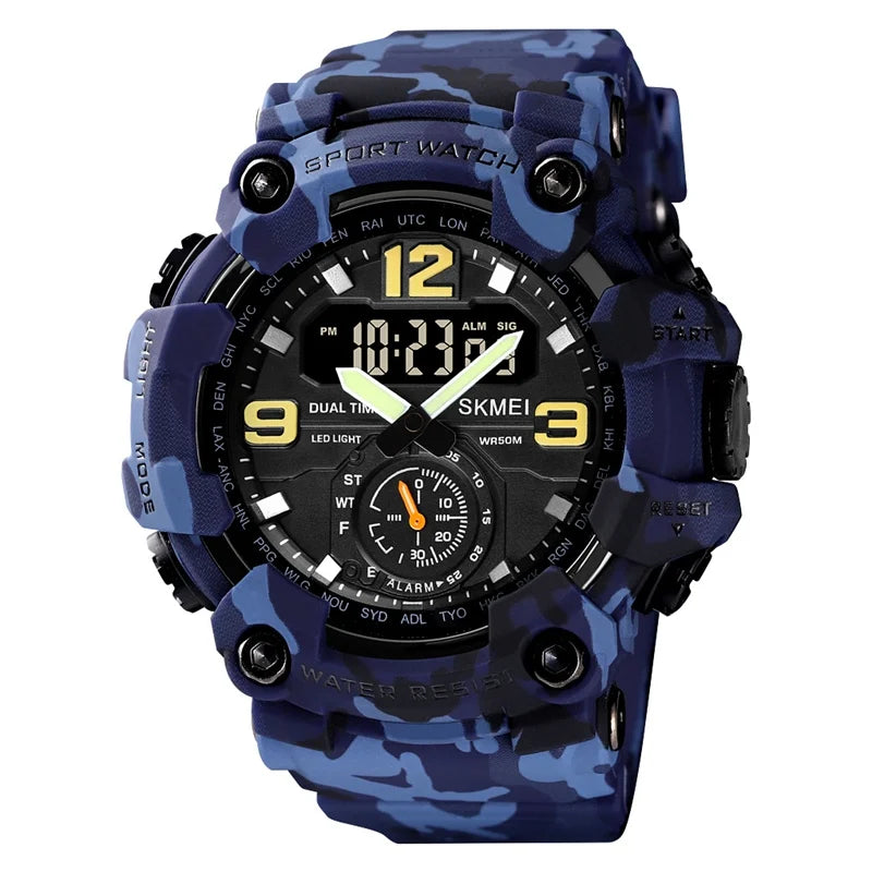 SKMEI Male Countdown Waterproof Electronics Watches 3 Time Digital Sports Wristwatches For Mens Women Fashion Alarm Date Watch