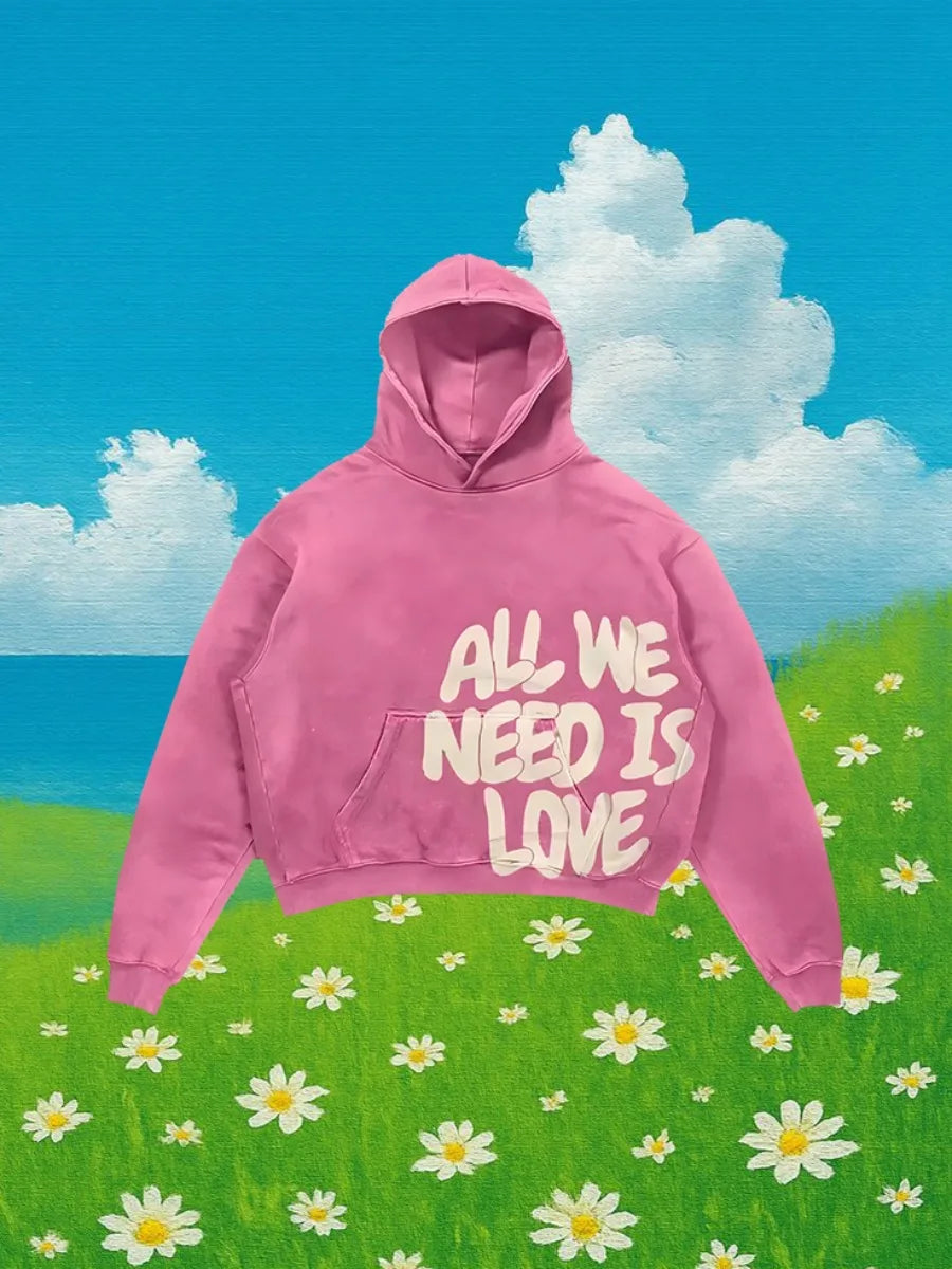 Men Washed Letter Hoodie Sweatshirts Harajuku Lazy Style Tops Fashionable Clothing