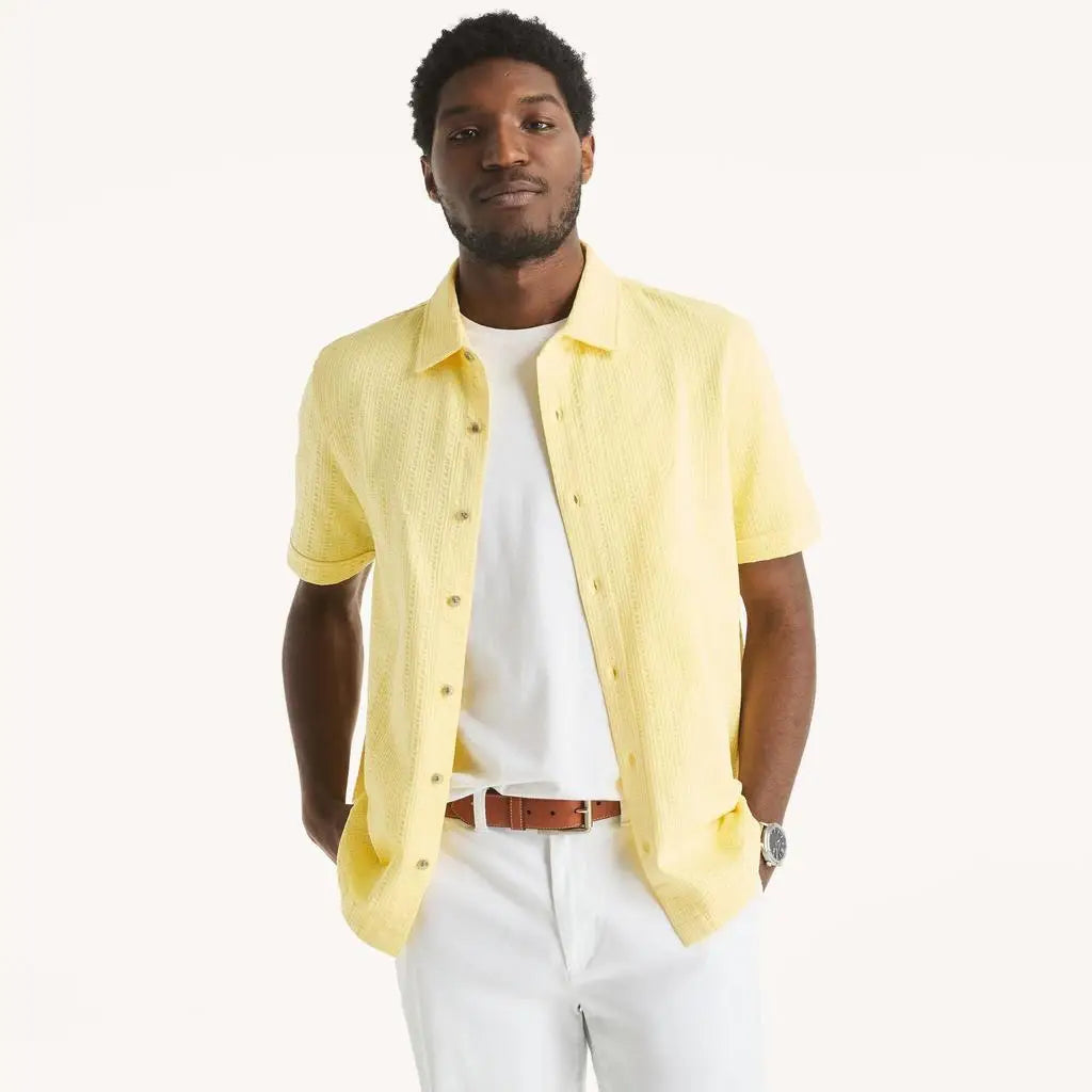 Nautica | Mens Button-Down Seersucker Polo