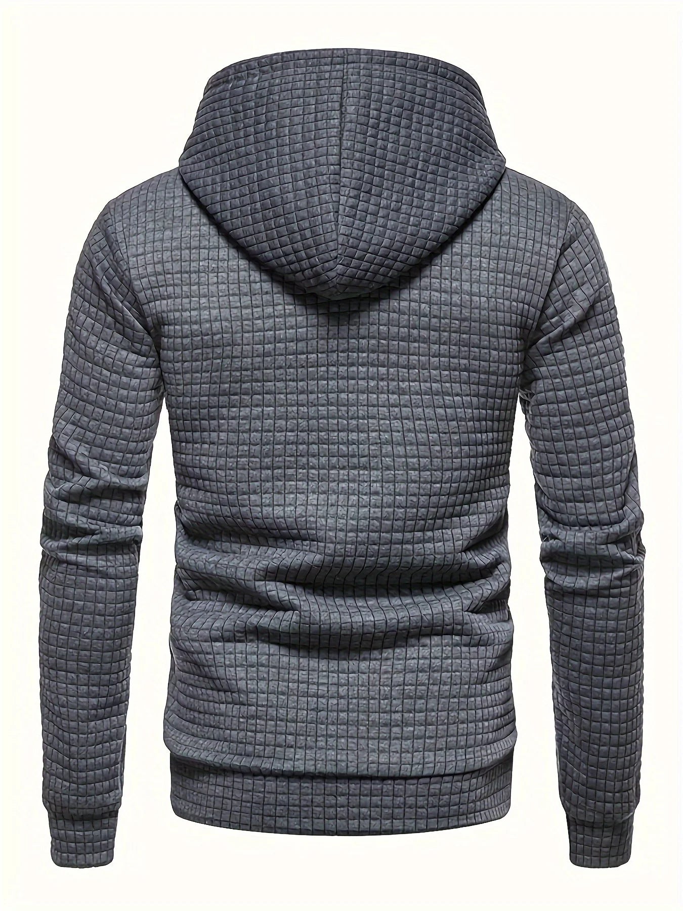 Waffle Pattern Hoodie, Cool Hoodies For Men, Men's Casual Solid Pullover Hooded Sweatshirt With Kangaroo Pocket Streetwear For W