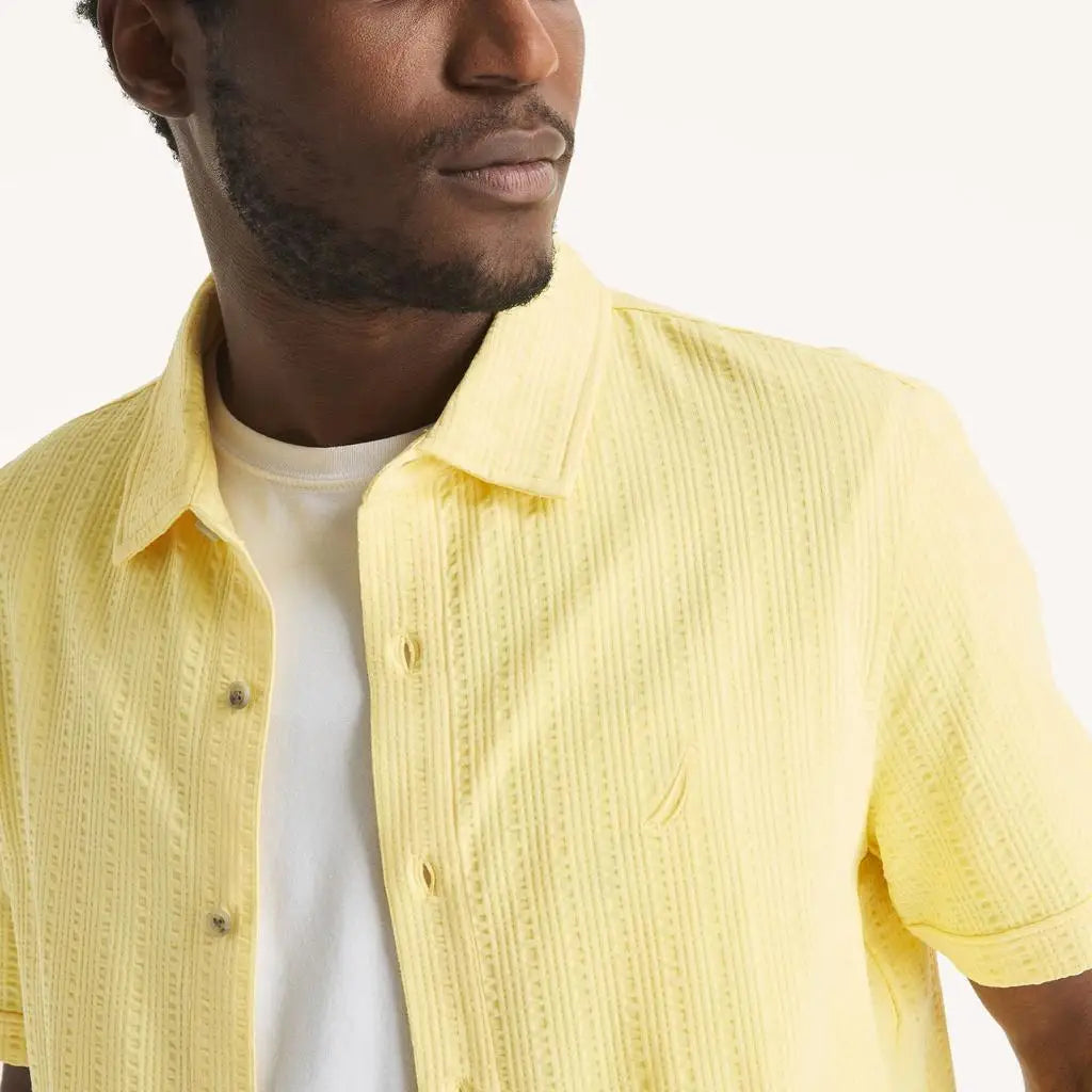 Nautica | Mens Button-Down Seersucker Polo