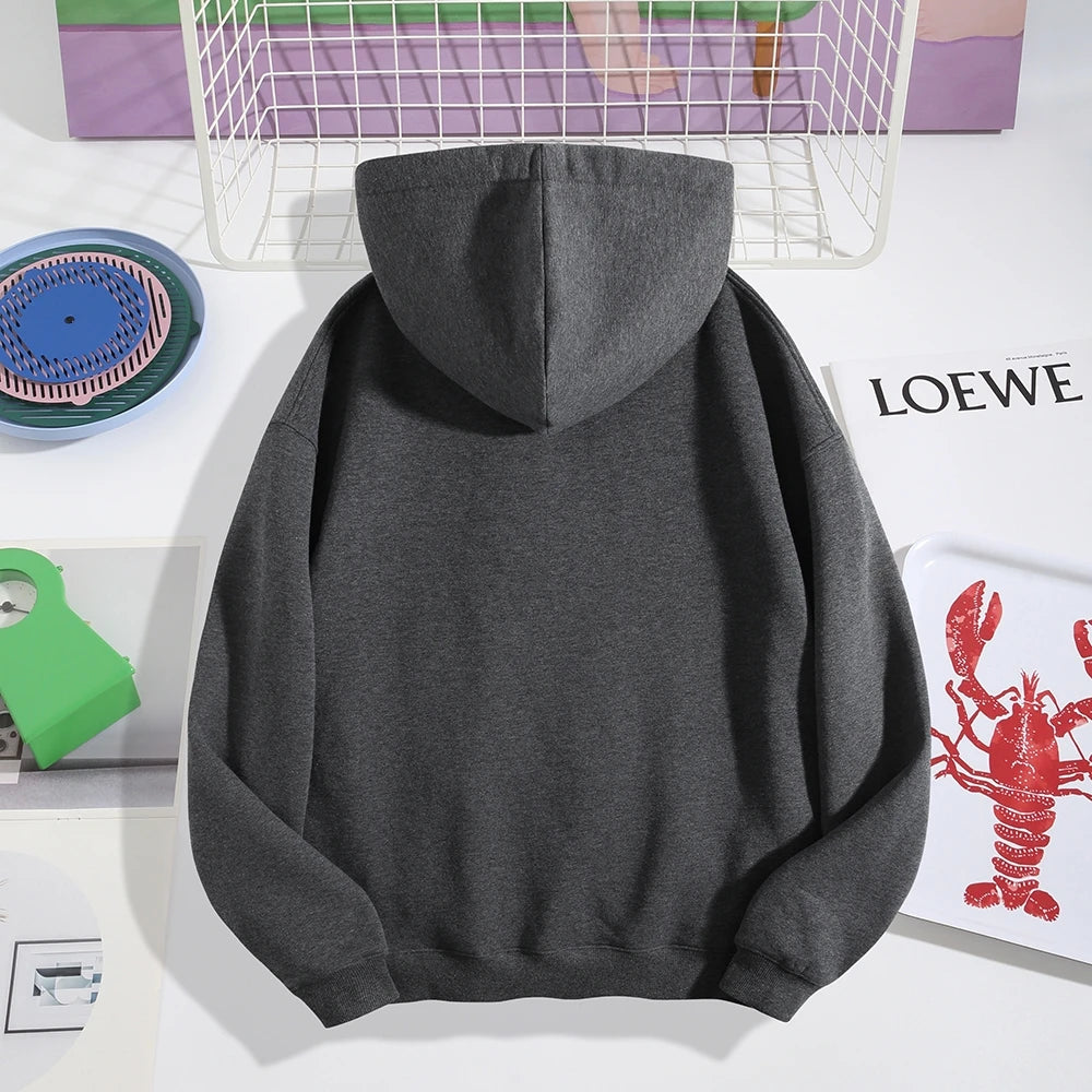 High Quality Comfortable Streetwear Hoodie Trendy Casual Black Style Top With Iced Drinks Print Fashion Daily Wear