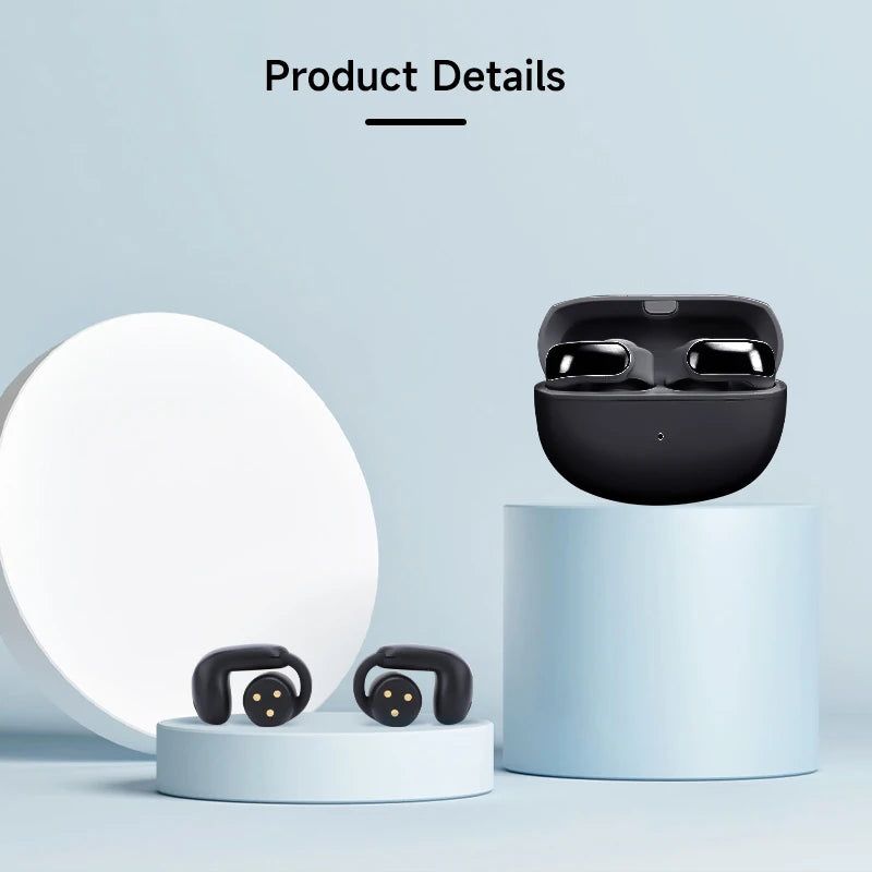 Wireless Bluetooth Sports Earphones Waterproof Sweatproof Noise Reduction Open Ear Clip Earbuds with Charging Case 5.3 Bluetooth