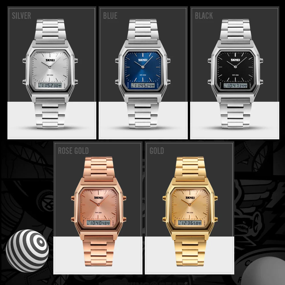 SKMEI Fashion Digital Electronics Watches Dual Time Quartz Watch For Men Women Student 3Time Waterproof Chronograph Wristwatches