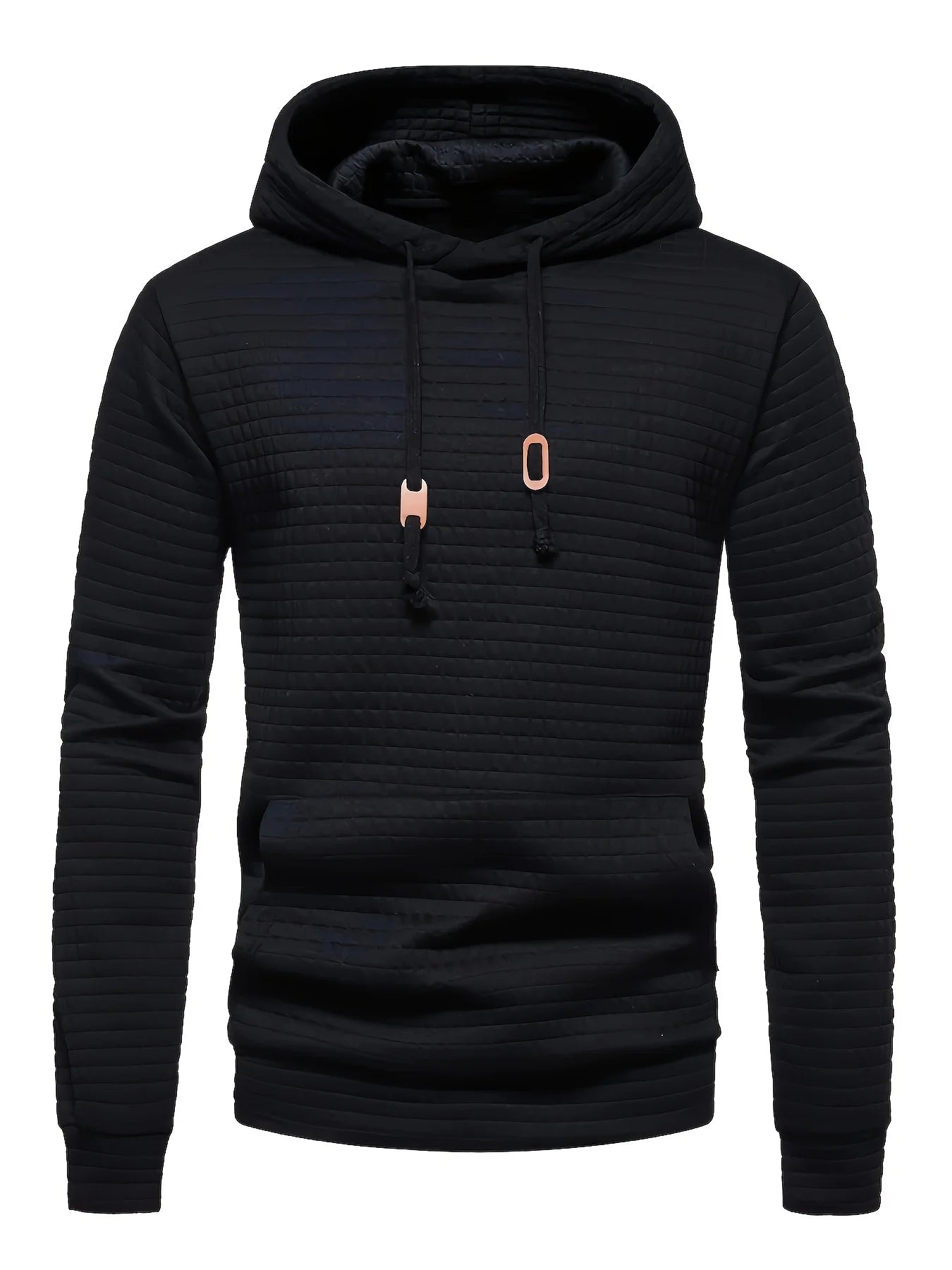 Waffle Pattern Hoodie, Cool Hoodies For Men, Men's Casual Solid Pullover Hooded Sweatshirt With Kangaroo Pocket Streetwear For W