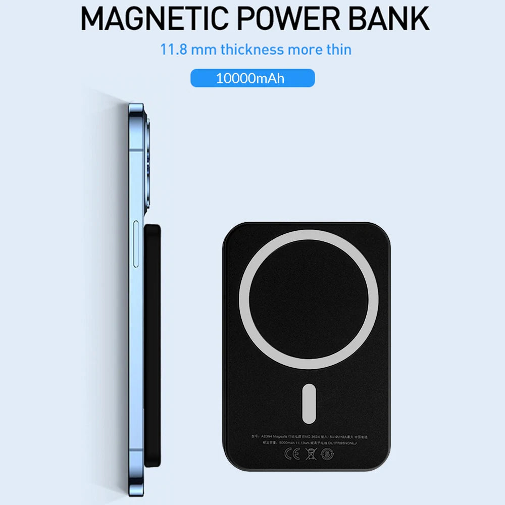 Magnetic Power Bank 10000mAh Slim Wireless External Batteryfor Powerbank Portable External Auxiliary Battery for iPhone 12/13/14