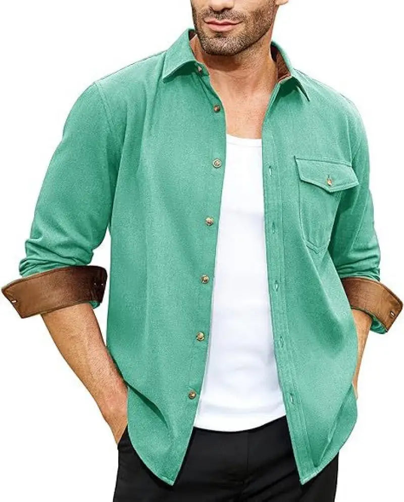 2025 Autumn and Winter New European and American Men's Youth Casual Shirt Spot Grinding