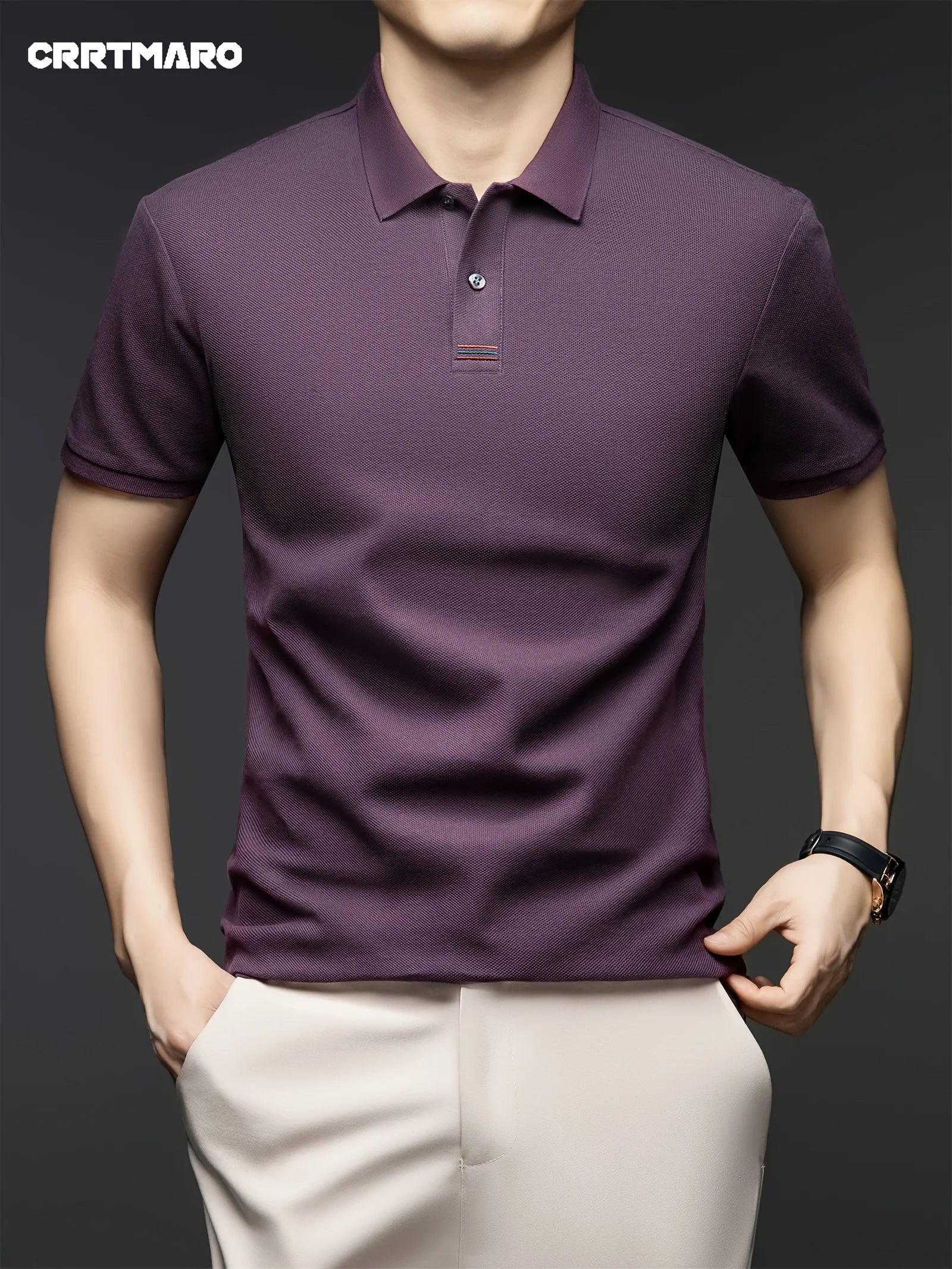 1 piece of high-quality cotton polo shirt for middle-aged and young people, trendy T-shirt for business and leisure, sweat wicki