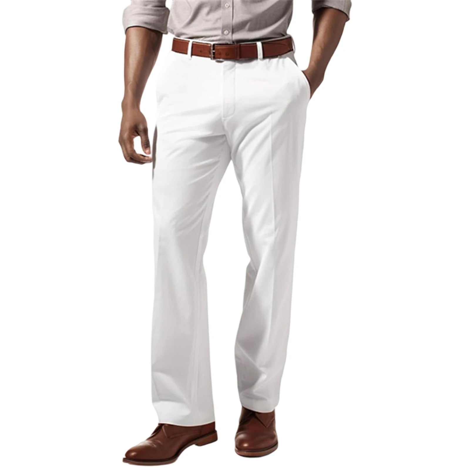 Men s Fit Dress Pants Classic Flat Front Trousers with Belt Loops and Button Closure for Work or Formal Events