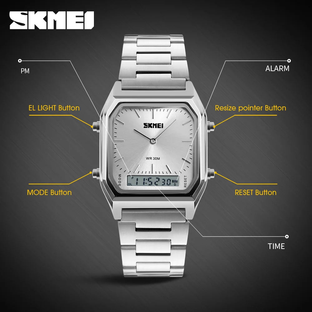 SKMEI Fashion Digital Electronics Watches Dual Time Quartz Watch For Men Women Student 3Time Waterproof Chronograph Wristwatches