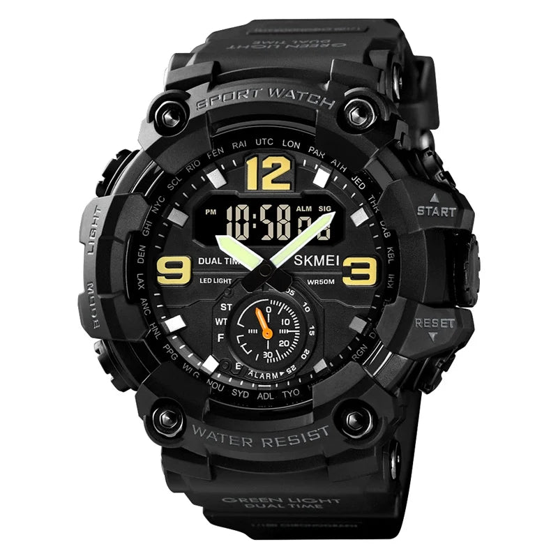SKMEI Male Countdown Waterproof Electronics Watches 3 Time Digital Sports Wristwatches For Mens Women Fashion Alarm Date Watch