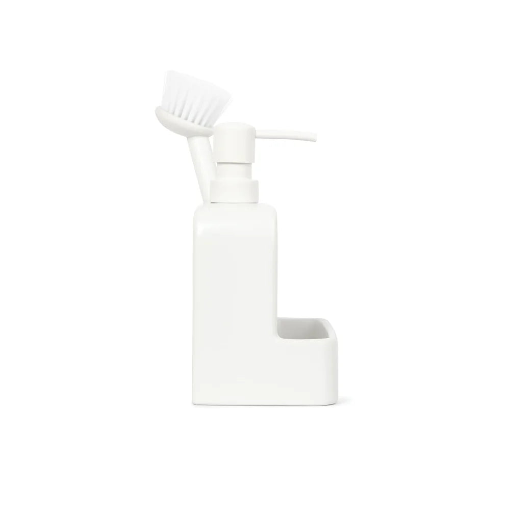 Ceramic Liquid Soap Pump with Brush Holder Easy Pump Operation Multi-Functional Dispenser Kitchen Bathroom Organizing Essentials