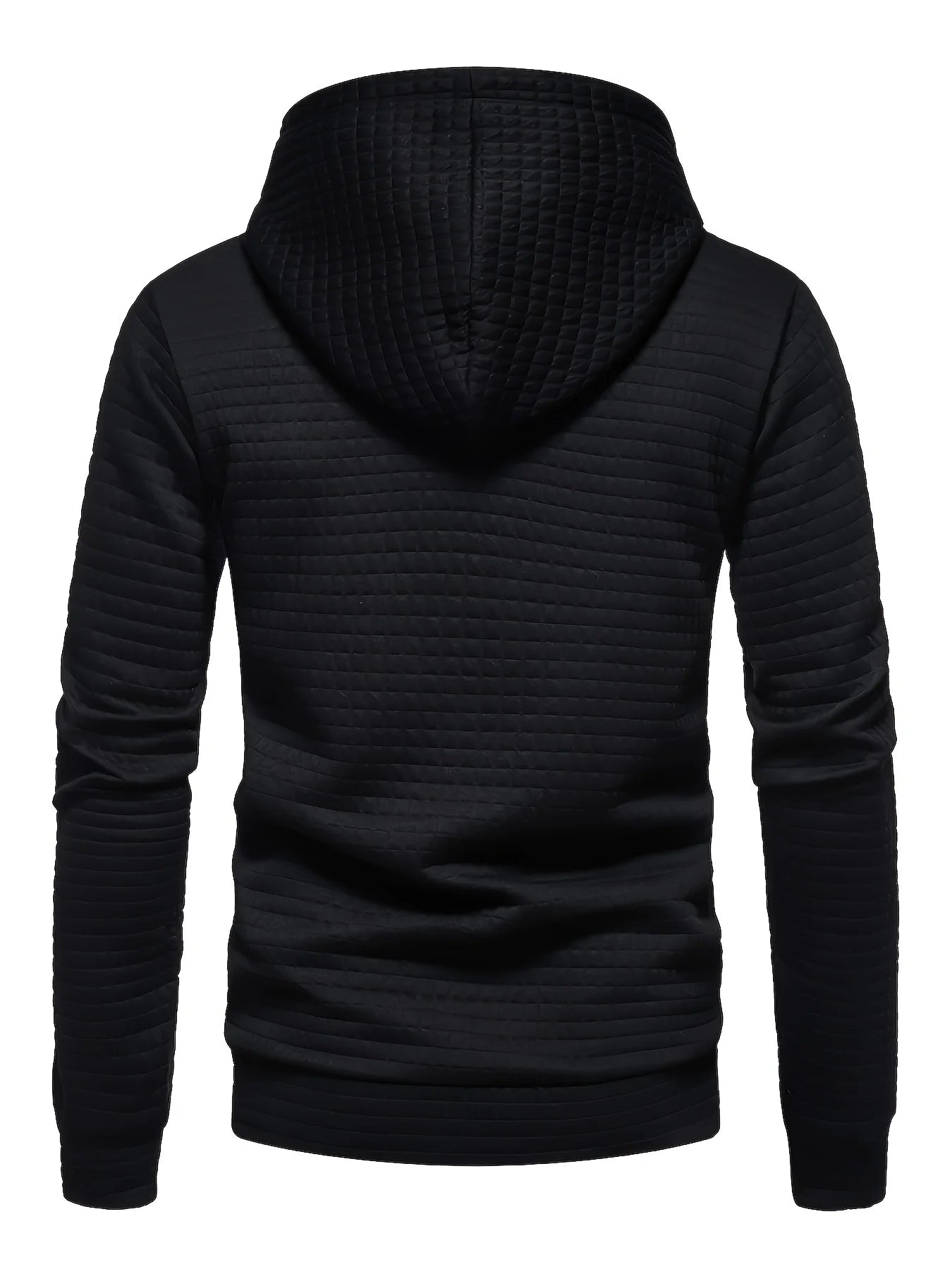 Waffle Pattern Hoodie, Cool Hoodies For Men, Men's Casual Solid Pullover Hooded Sweatshirt With Kangaroo Pocket Streetwear For W