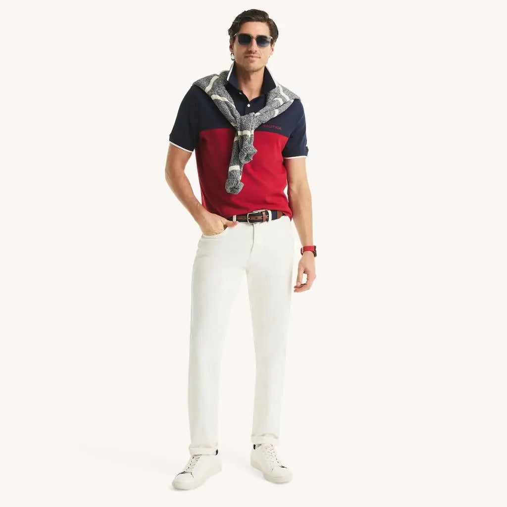 Nautica | Mens Colorblock Classic Fit Interlock Polo