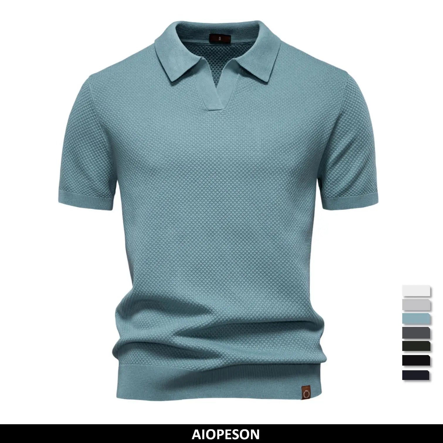 Men's Summer Breathable Polo Shirt Short Sleeve Solid Color Casual Polo Shirts for Men Lightweight Stretch Polo 