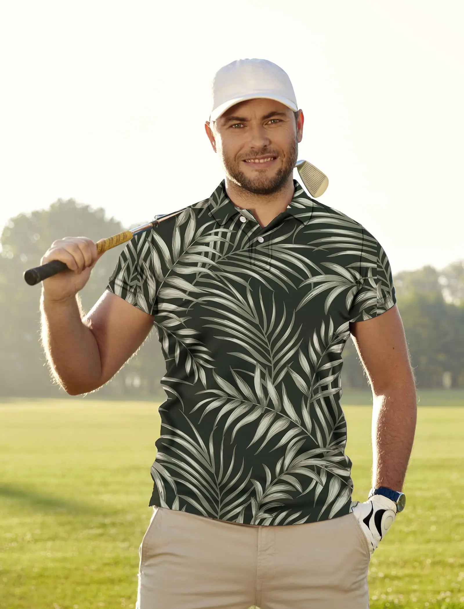 Men's Golf Shirt Hawaii Golf Polo Shirt Tennis Sports T-shirt Soft Breathable Elastic Fabric Short Sleeve