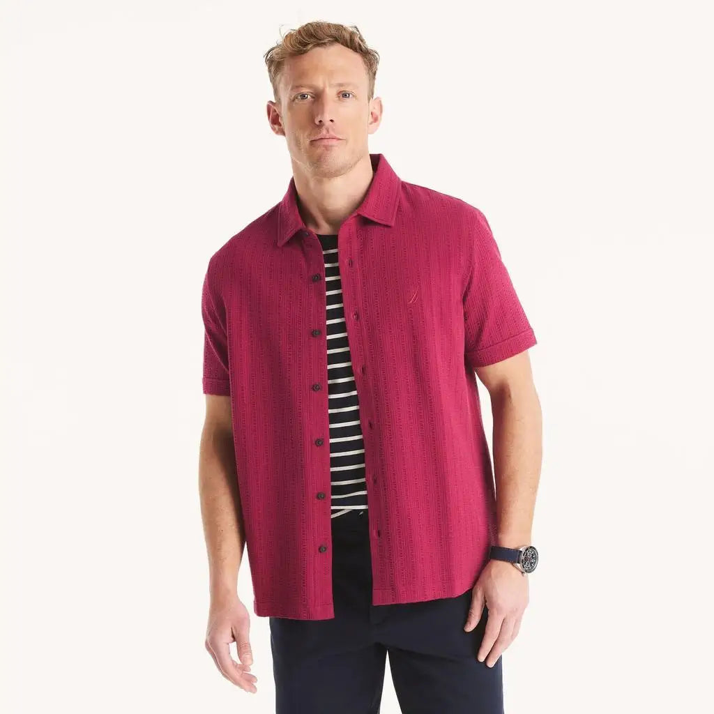 Nautica | Mens Button-Down Seersucker Polo