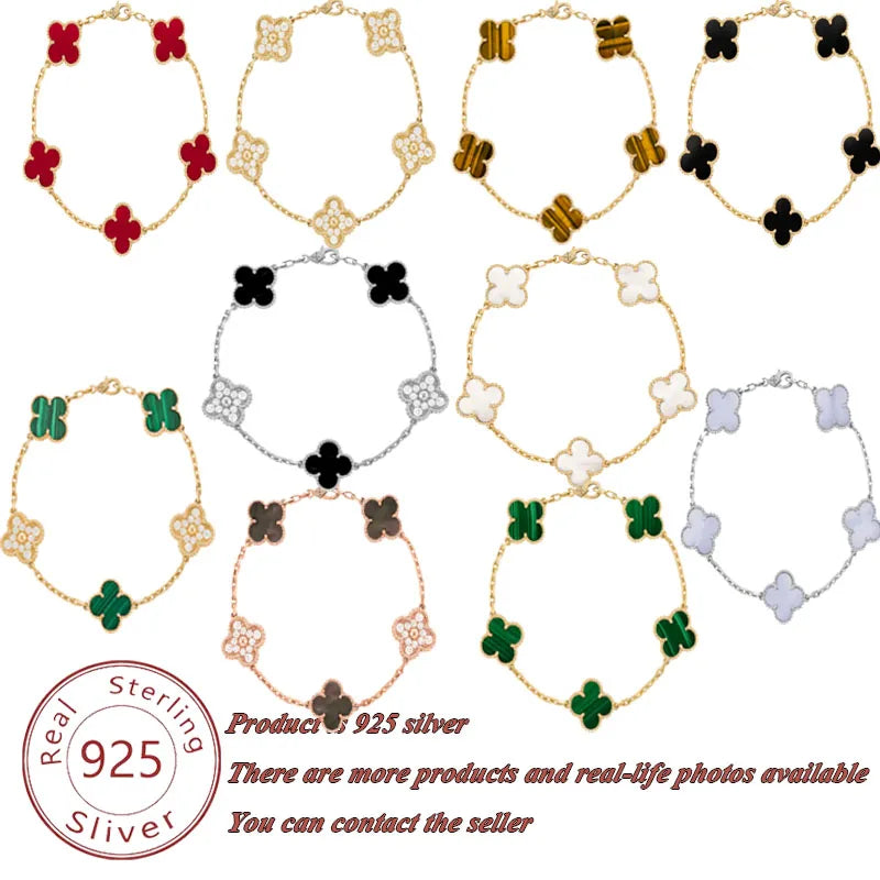 Classic Lucky Grass Element Clover Bracelet with Bright and Durable Colors, Small and Fresh Style Jewelry