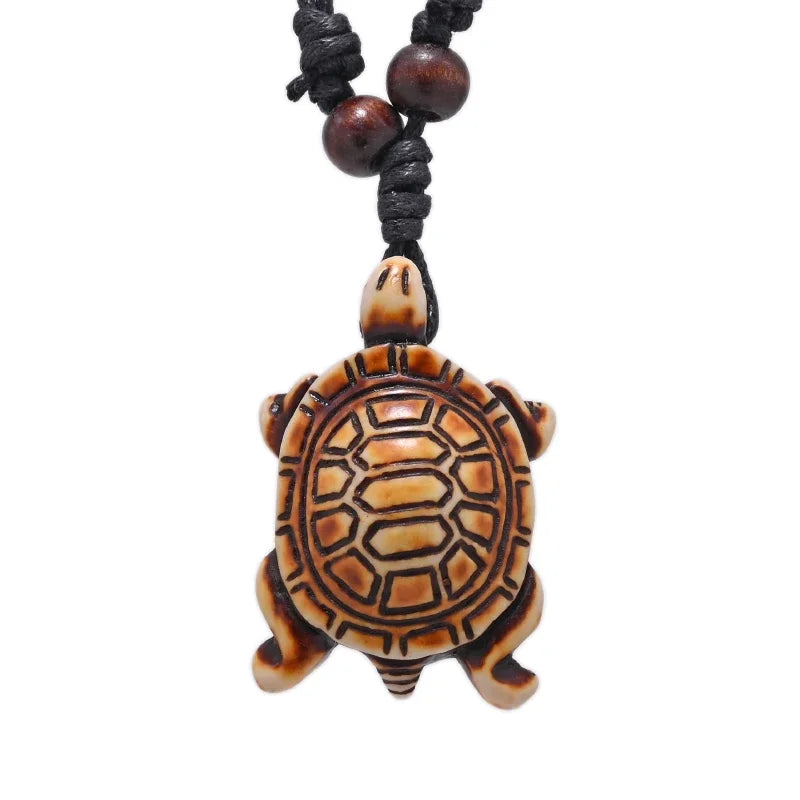 Surfer Necklace Sea Turtle Pendant Men Choker Inca Jewelry Nautical Style Imitation Yak Bone Necklaces Amulet Wax Cord Adjustabl