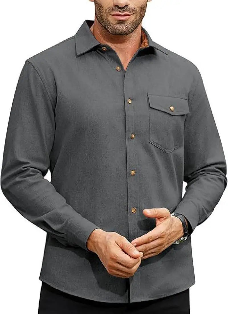 2025 Autumn and Winter New European and American Men's Youth Casual Shirt Spot Grinding