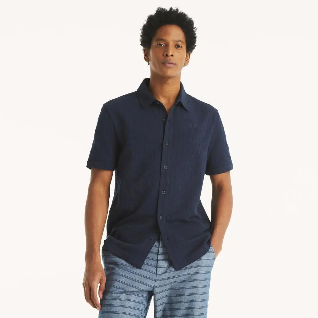 Nautica | Mens Button-Down Seersucker Polo