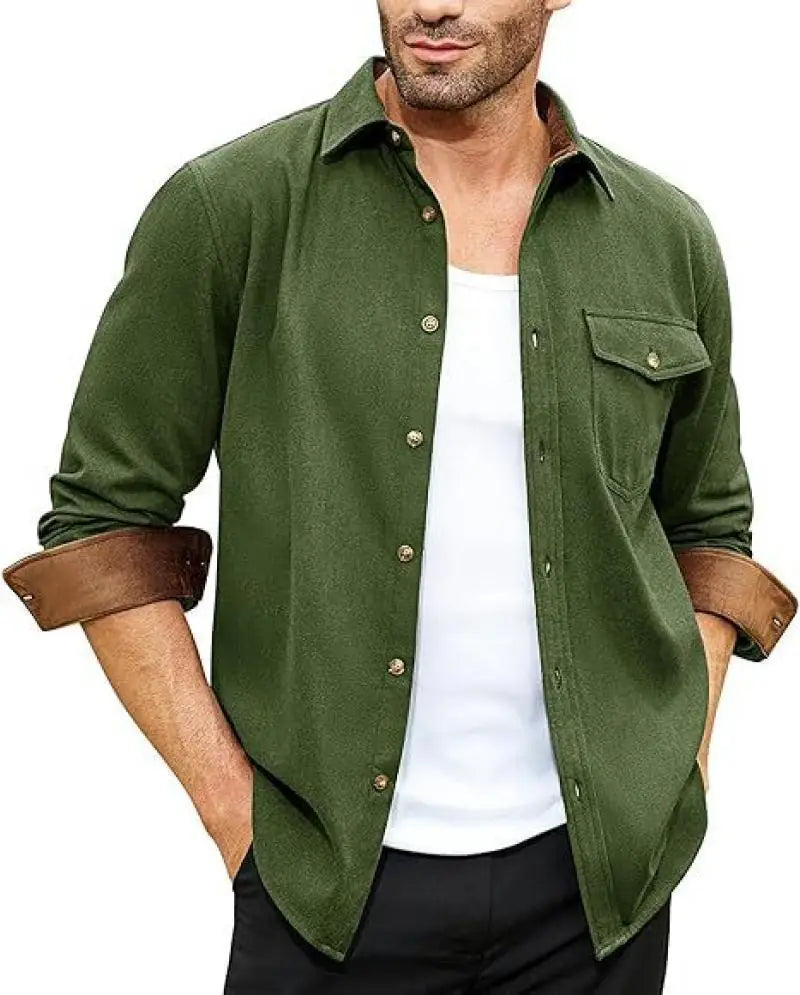 2025 Autumn and Winter New European and American Men's Youth Casual Shirt Spot Grinding