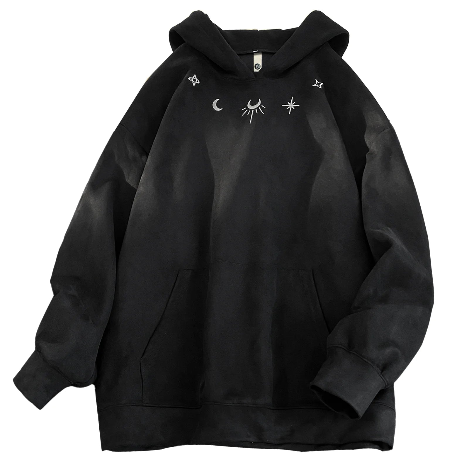 Suede Sweatshirt Men Retro Street Loose Hoodie Embroidery Pattern Gothic Style Hooded Sweatshirt Autumn Male Sweatshirts