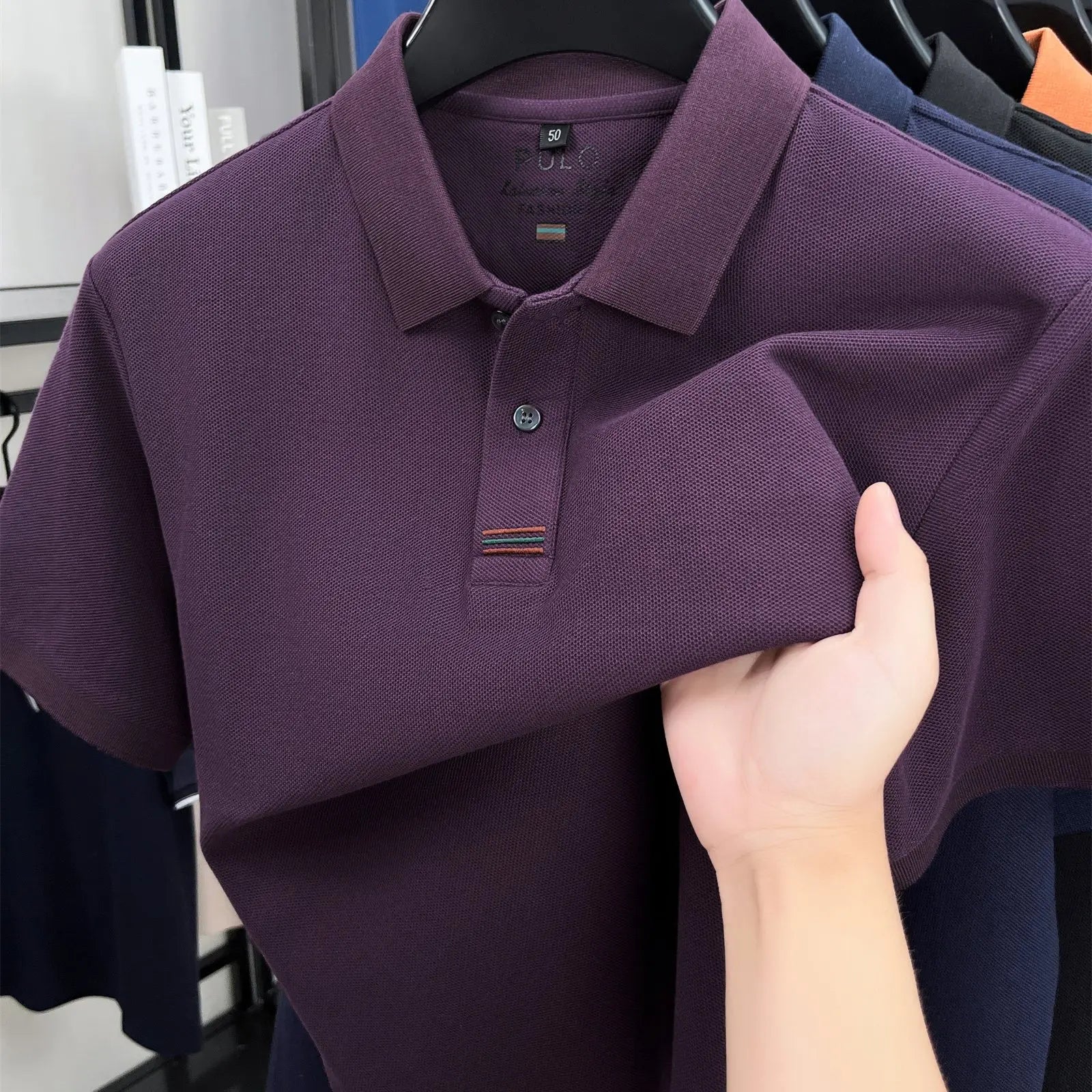 1 piece of high-quality cotton polo shirt for middle-aged and young people, trendy T-shirt for business and leisure, sweat wicki