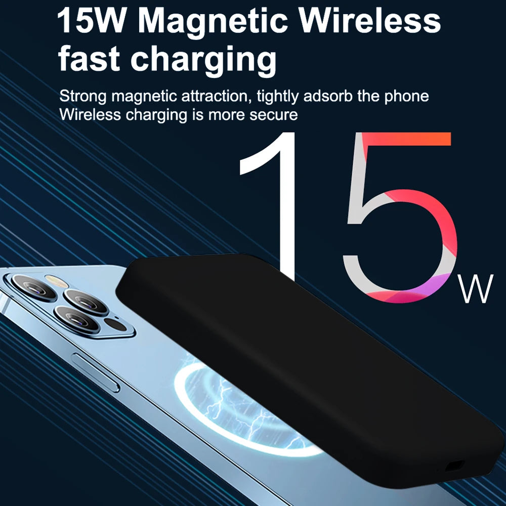 Magnetic Power Bank 10000mAh Slim Wireless External Batteryfor Powerbank Portable External Auxiliary Battery for iPhone 12/13/14