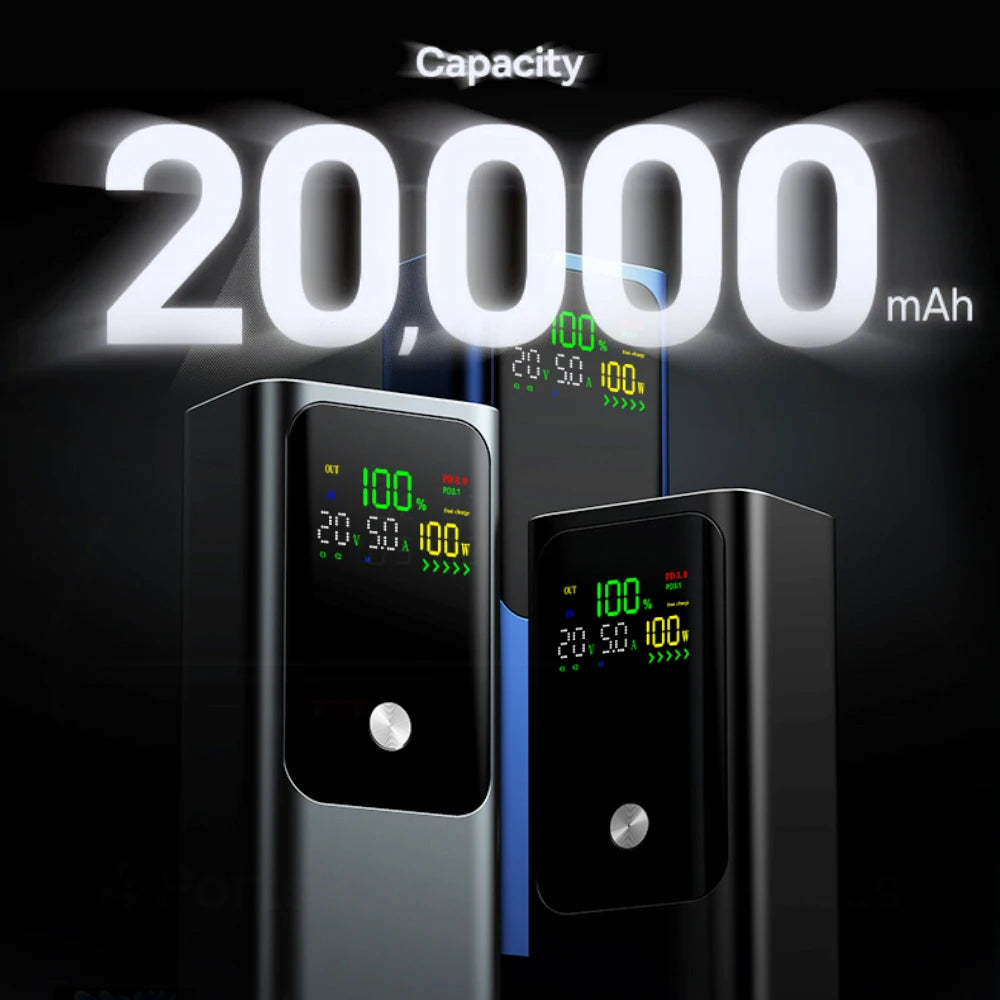 100W Portable Power Bank 20000mAh, High Power Computer Charger, USB Output, Digital Display, Can Be Used For Multiple Devices
