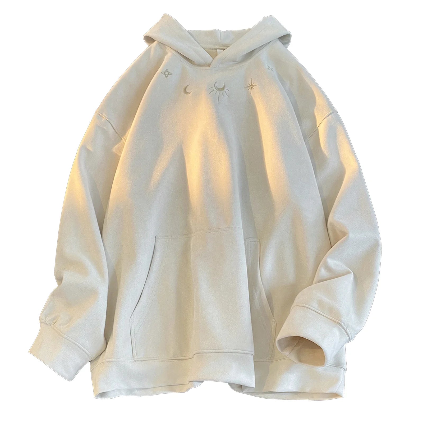 Suede Sweatshirt Men Retro Street Loose Hoodie Embroidery Pattern Gothic Style Hooded Sweatshirt Autumn Male Sweatshirts