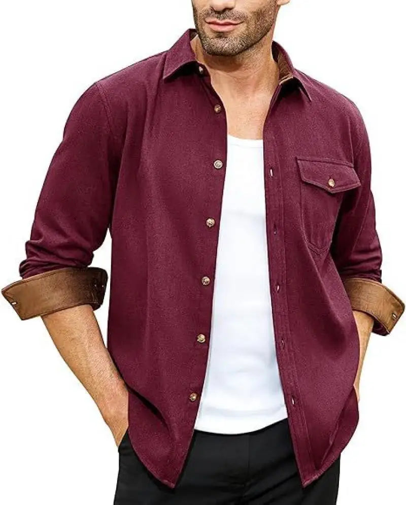 2025 Autumn and Winter New European and American Men's Youth Casual Shirt Spot Grinding