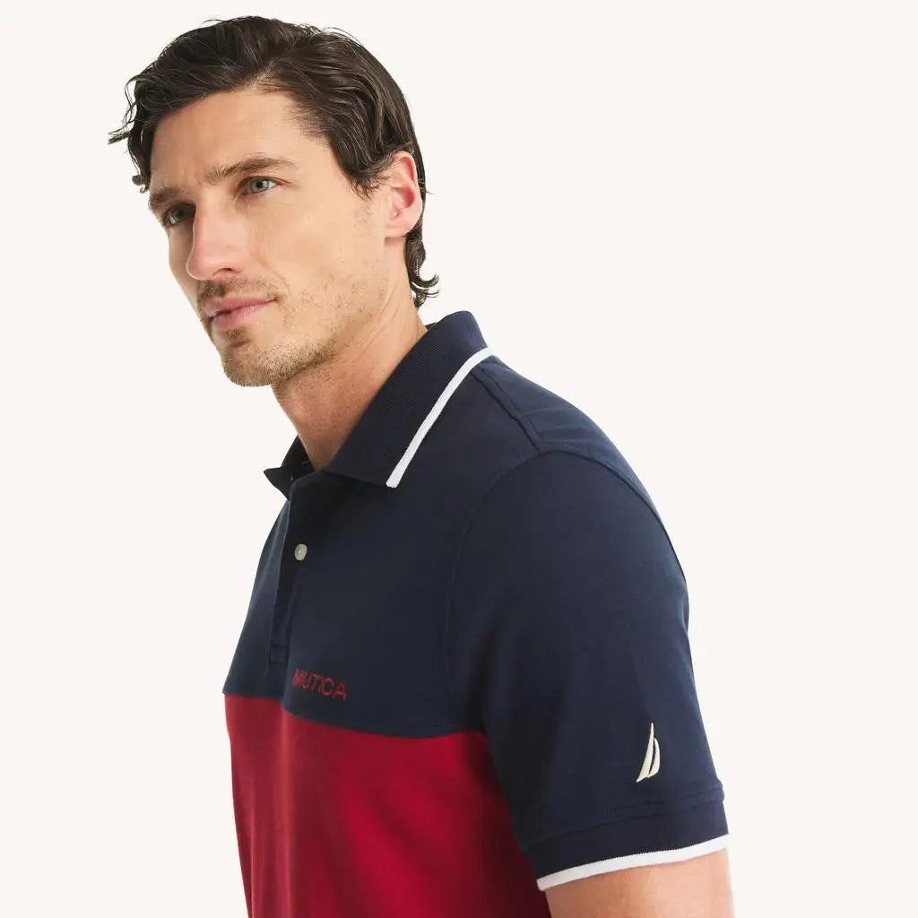 Nautica | Mens Colorblock Classic Fit Interlock Polo
