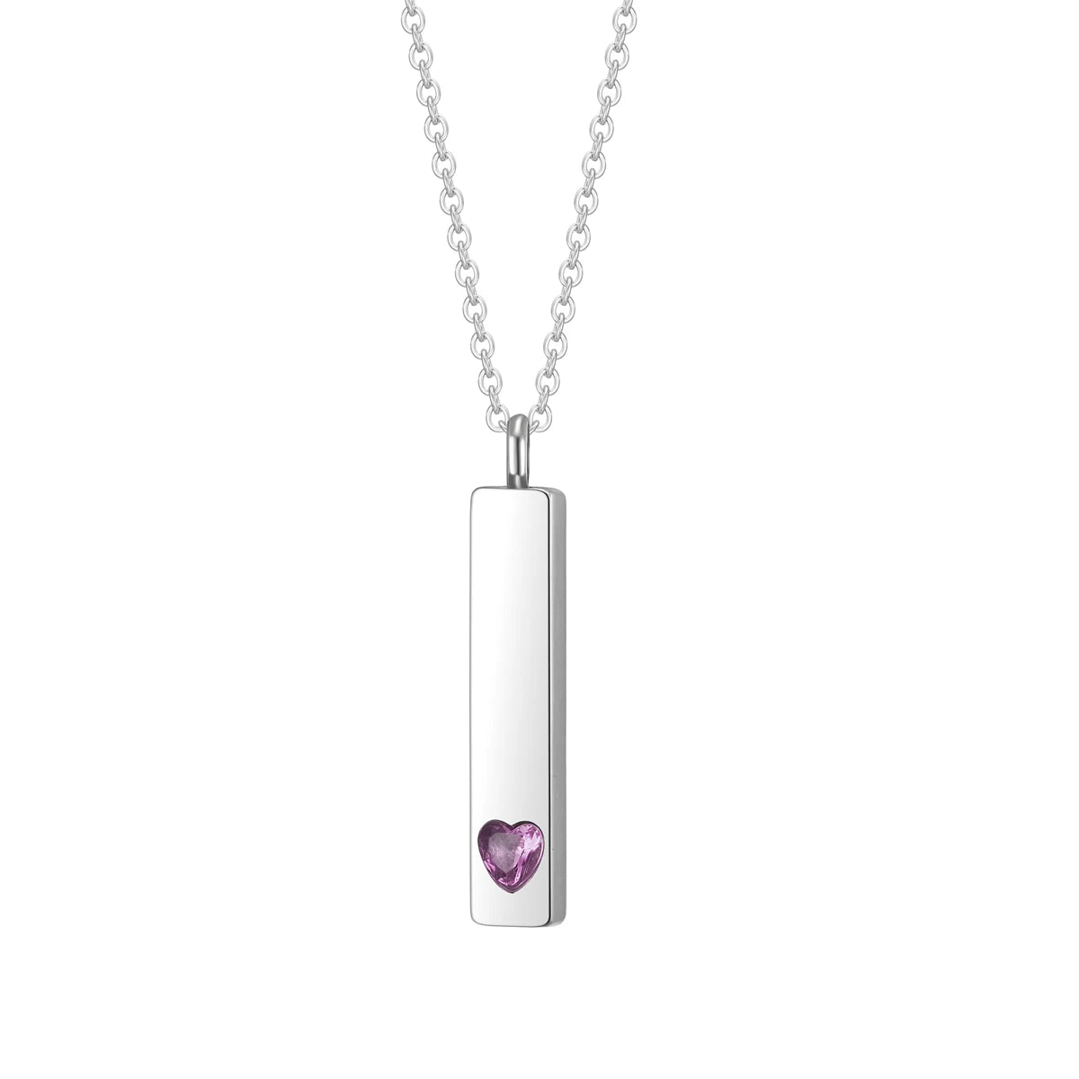 Stainless Steel Cube Memorial Ashes Pendant Heart Crystal Cremation Urn Necklace Keepsake Jewelry