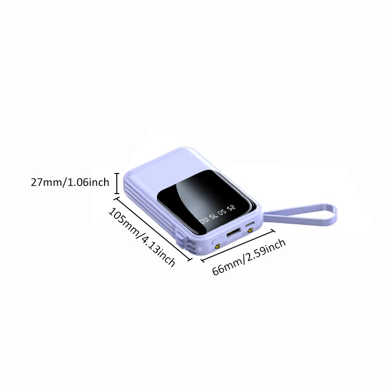 10000mAh portable power bank built-in 4 charging cables LED light Type-C/USB port Applicable to iPhone/Android, etc Electronics
