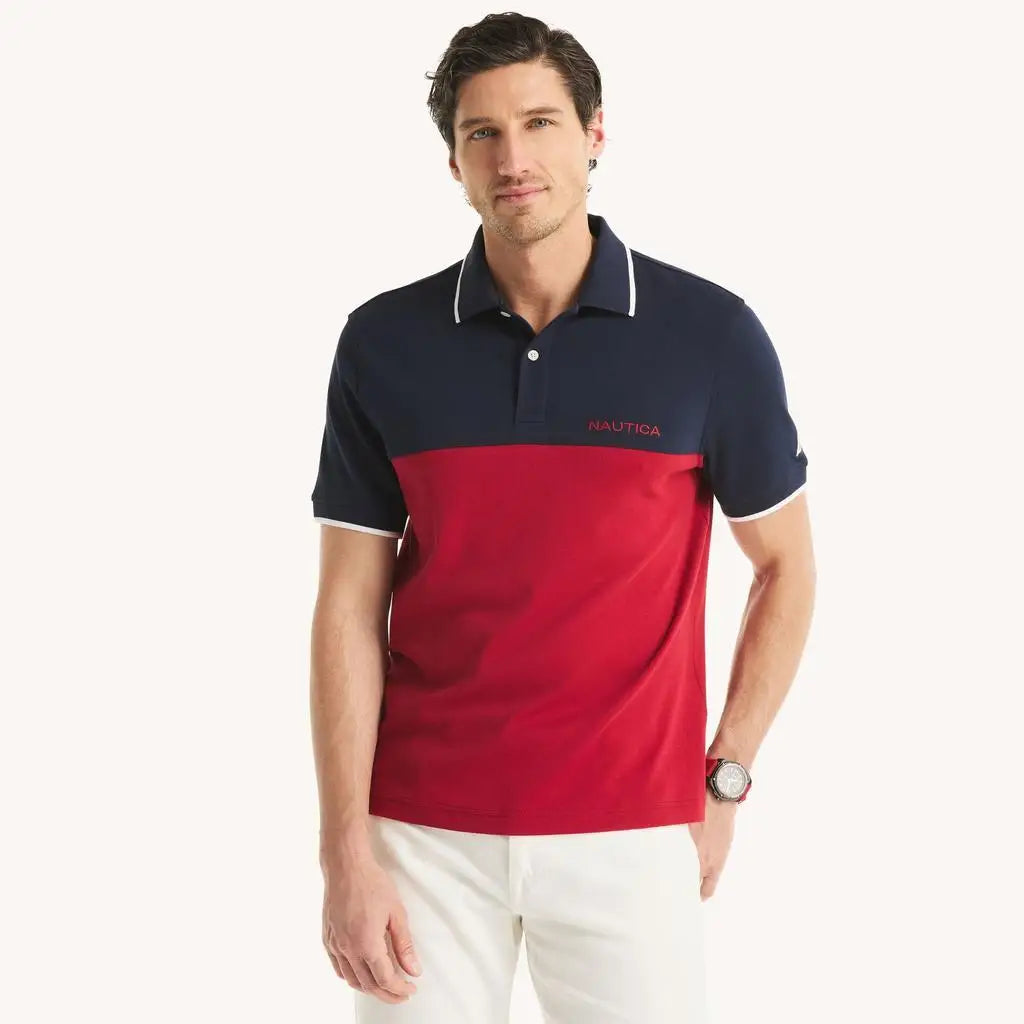 Nautica | Mens Colorblock Classic Fit Interlock Polo