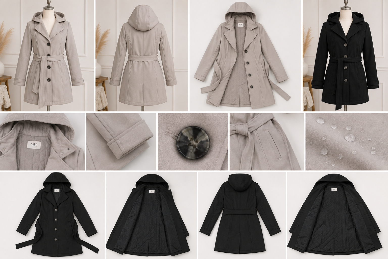 Women's Hooded Belted Coat - 16- & 20-Piece Carton