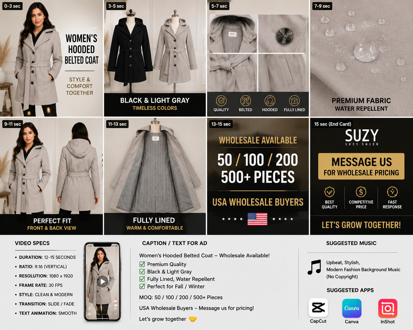 Women's Hooded Belted Coat - 16- & 20-Piece Carton