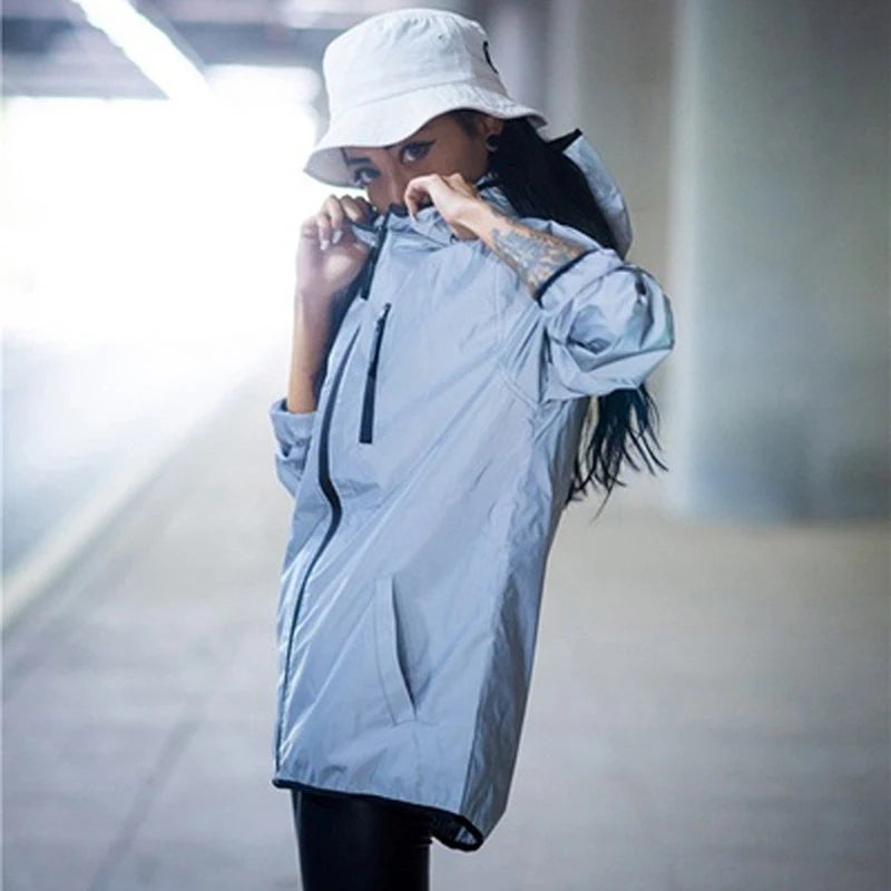 New Rainjacket Reflective Rain Jacket Men Women Hiking Coat Windbreaker Waterproof Fishing Jackets Windbreaker Coat Softshell