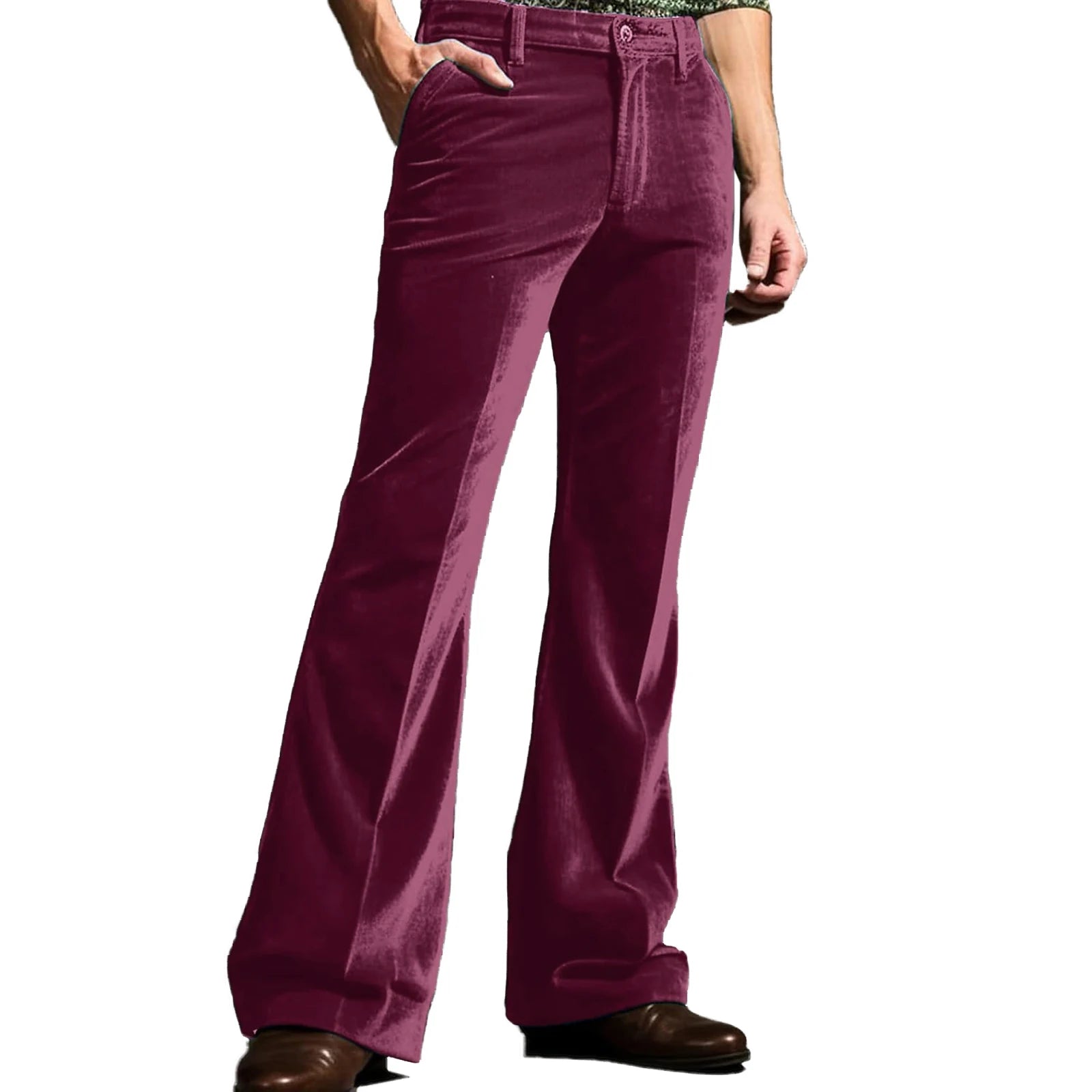 Men s Classic Fit Flared Dress Pants Elegant Solid Color Bell Bottom Trousers for Work Events Wedding Ceremony and Casual Wear