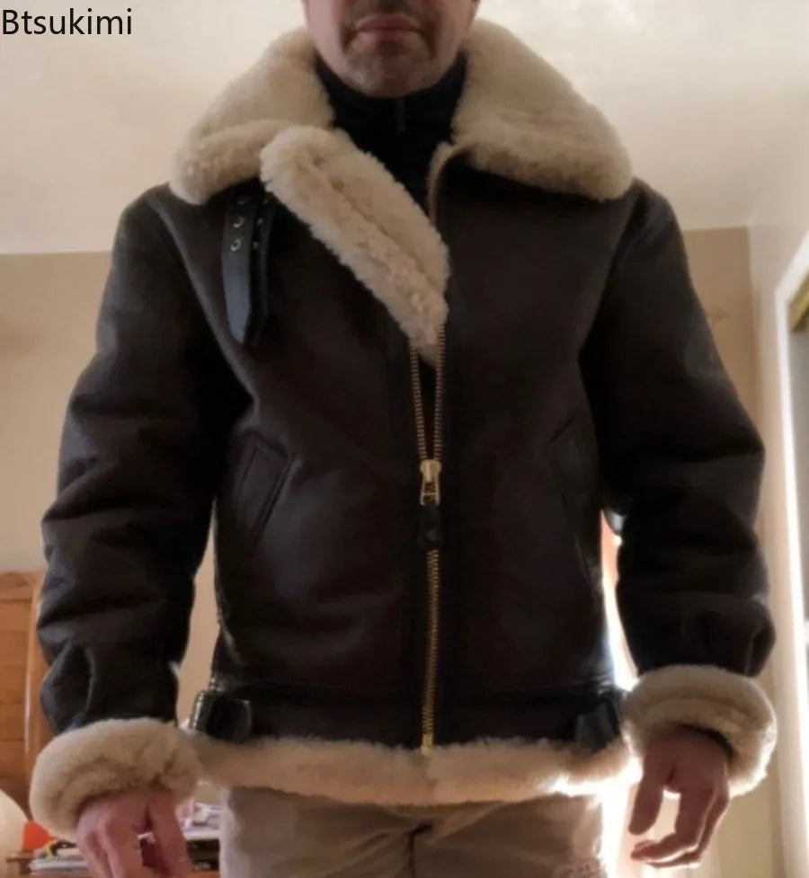 Winter Leather Jackets for Men Fashion Plush Lining Warm Comfortable High Quality Leather Coats Men's Luxury Motorcycle Jackets