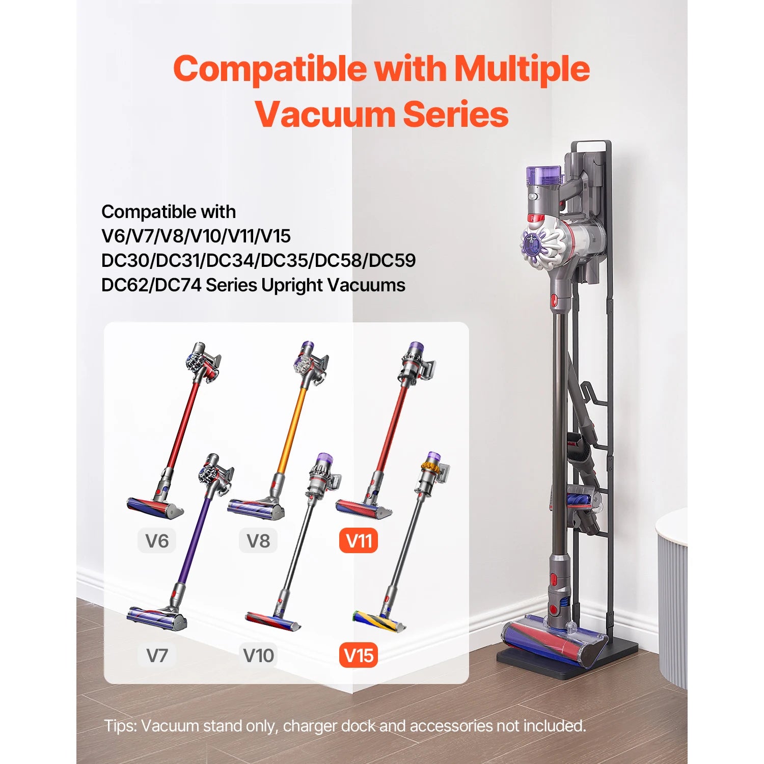 SucceBuy Vacuum Stand Compatible With Dyson Stable Holder with 4 Hooks for Dyson DC30/31/34/35/58/59/62/74 Cordless Upright
