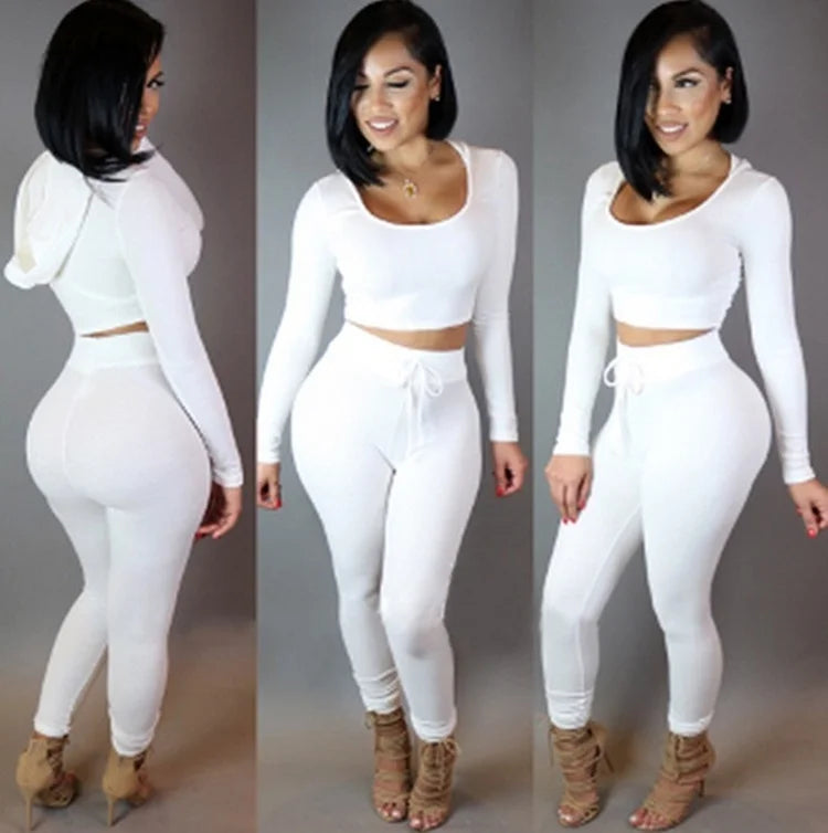Y2k Two 2 Piece Set Women Suit Outfit Two Piece Set Crop Top Legging Sweatpants Set Crop Hoodie Set Female Pants Tracksuit